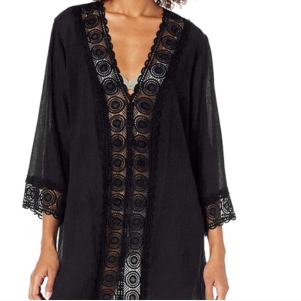 La Blanca Black Crochet Cover Up